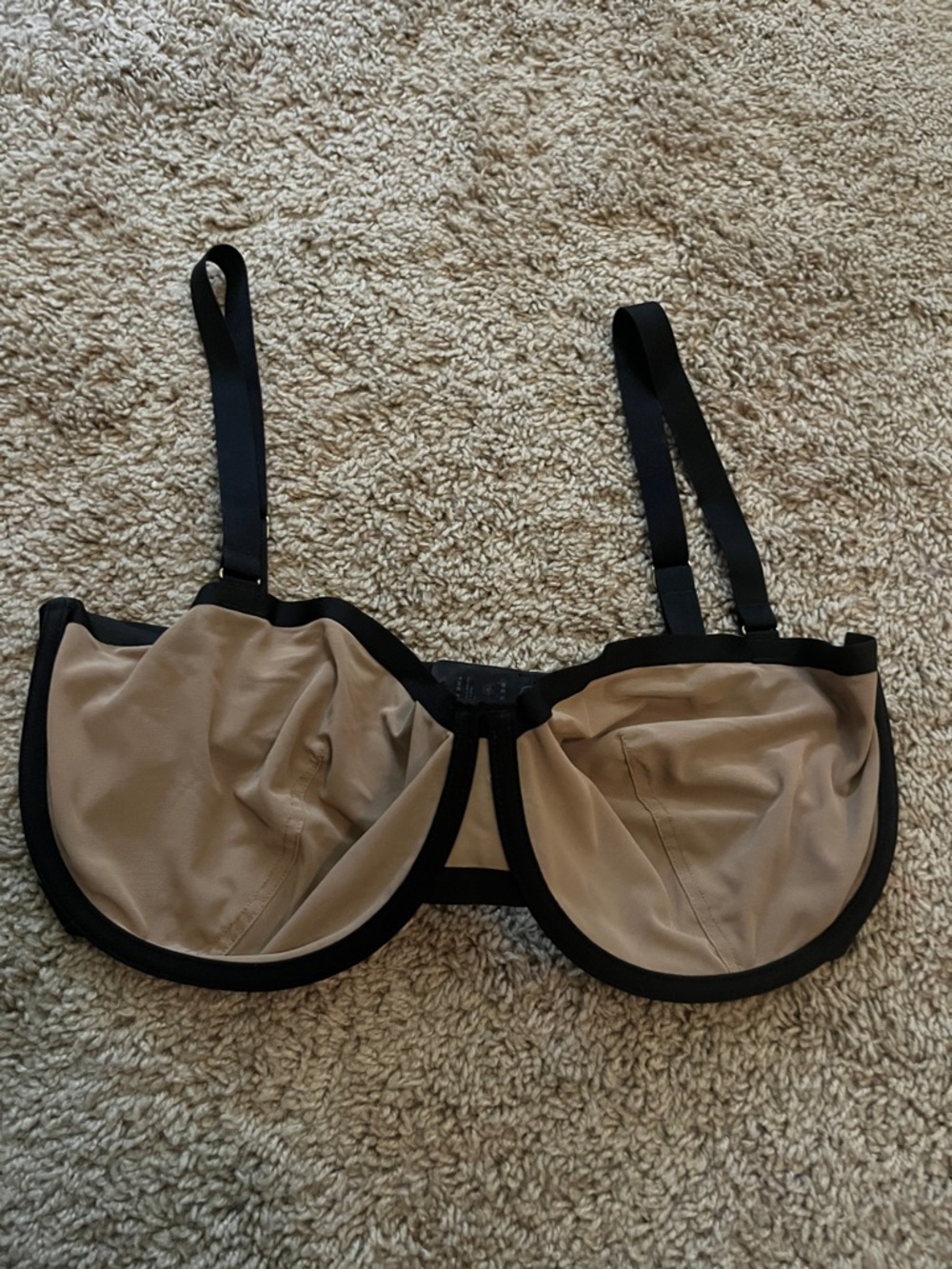 CUUP Beige Bra with Black Trim mesh balconette